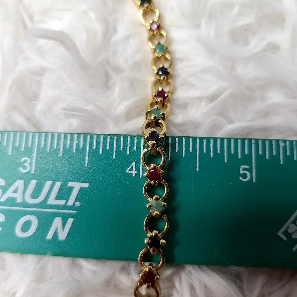 GENUINE Emerald, Ruby, and Sapphire Bracelet